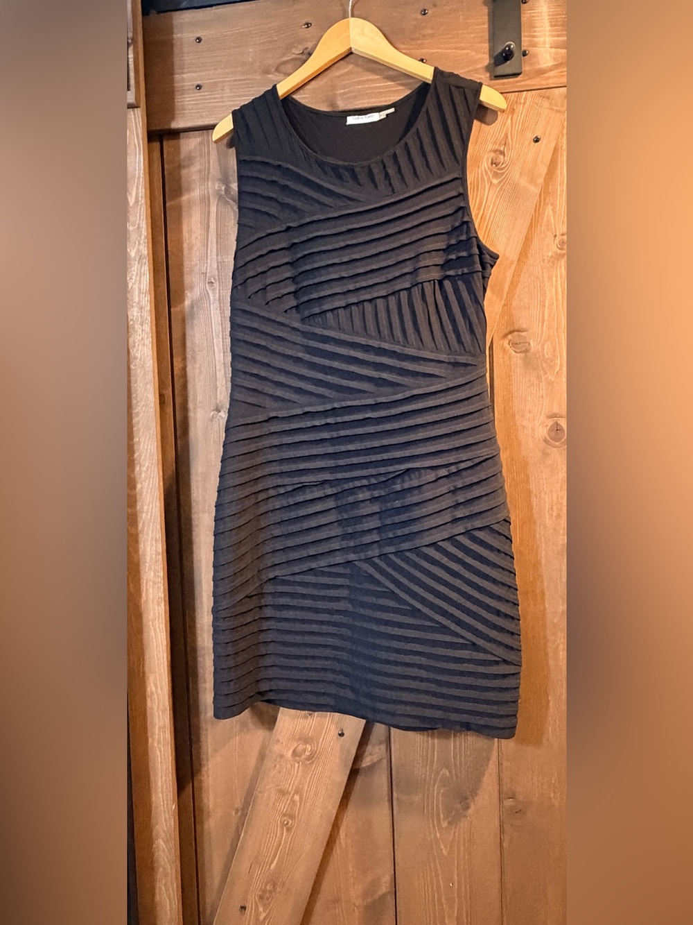 Calvin Klein Black Sleeveless Textured Mini Dress